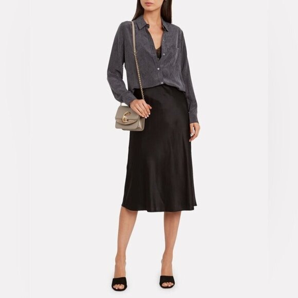 RAILS Kate Cobra Print 100% Silk Top Size XS charcoal black button up - Picture 2 of 12